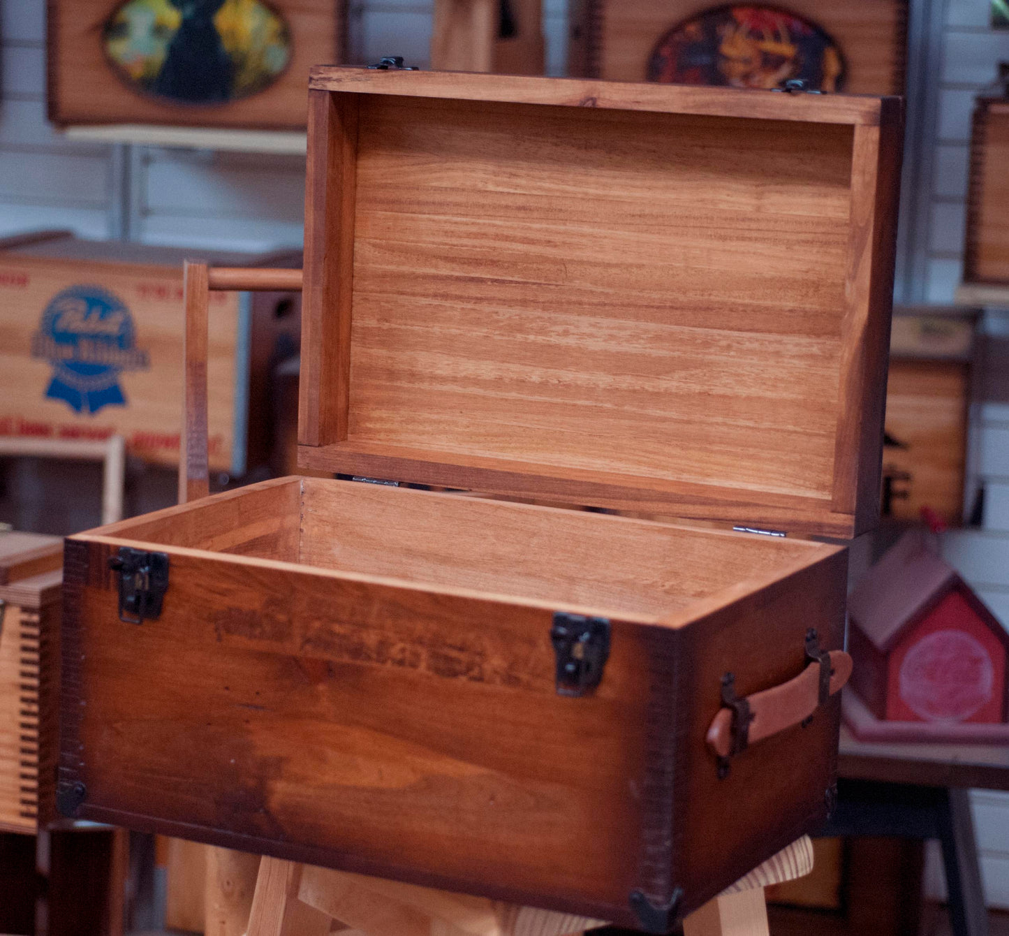 Wooden Memory Box Keepsake Box with Open Lid