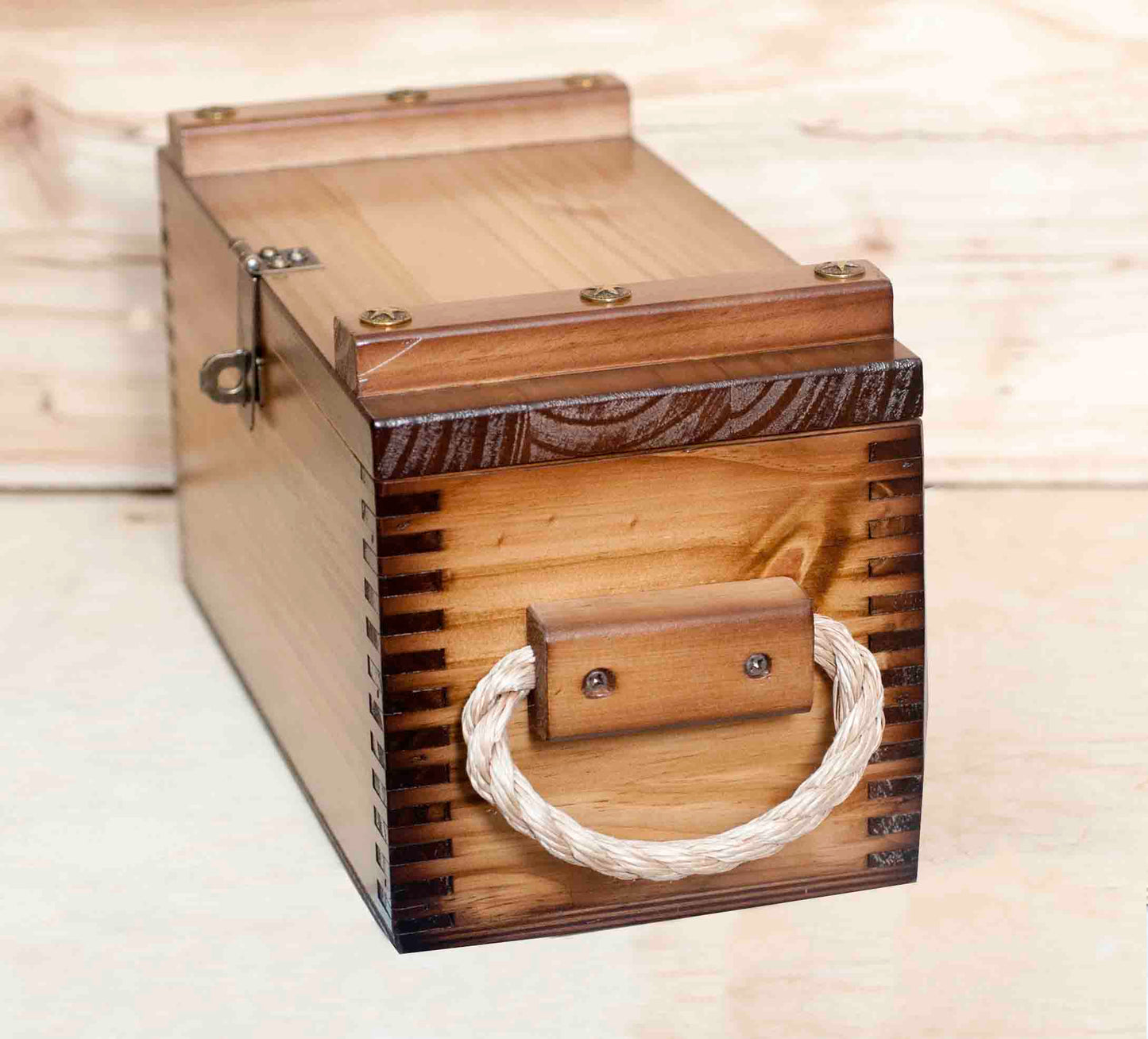 Wooden Box with Rope Handles
