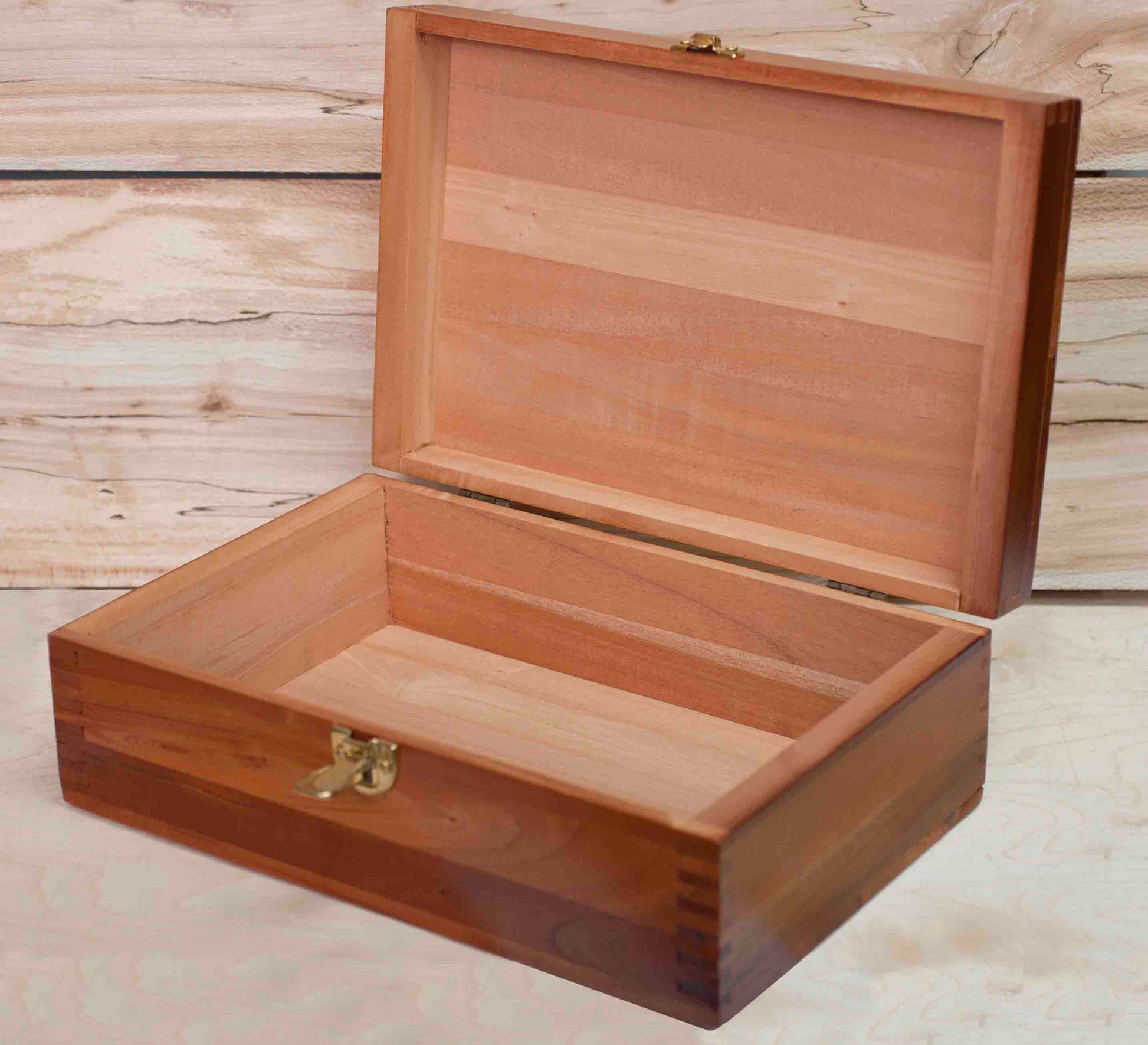 Large Wooden Box With Hinged Lid 