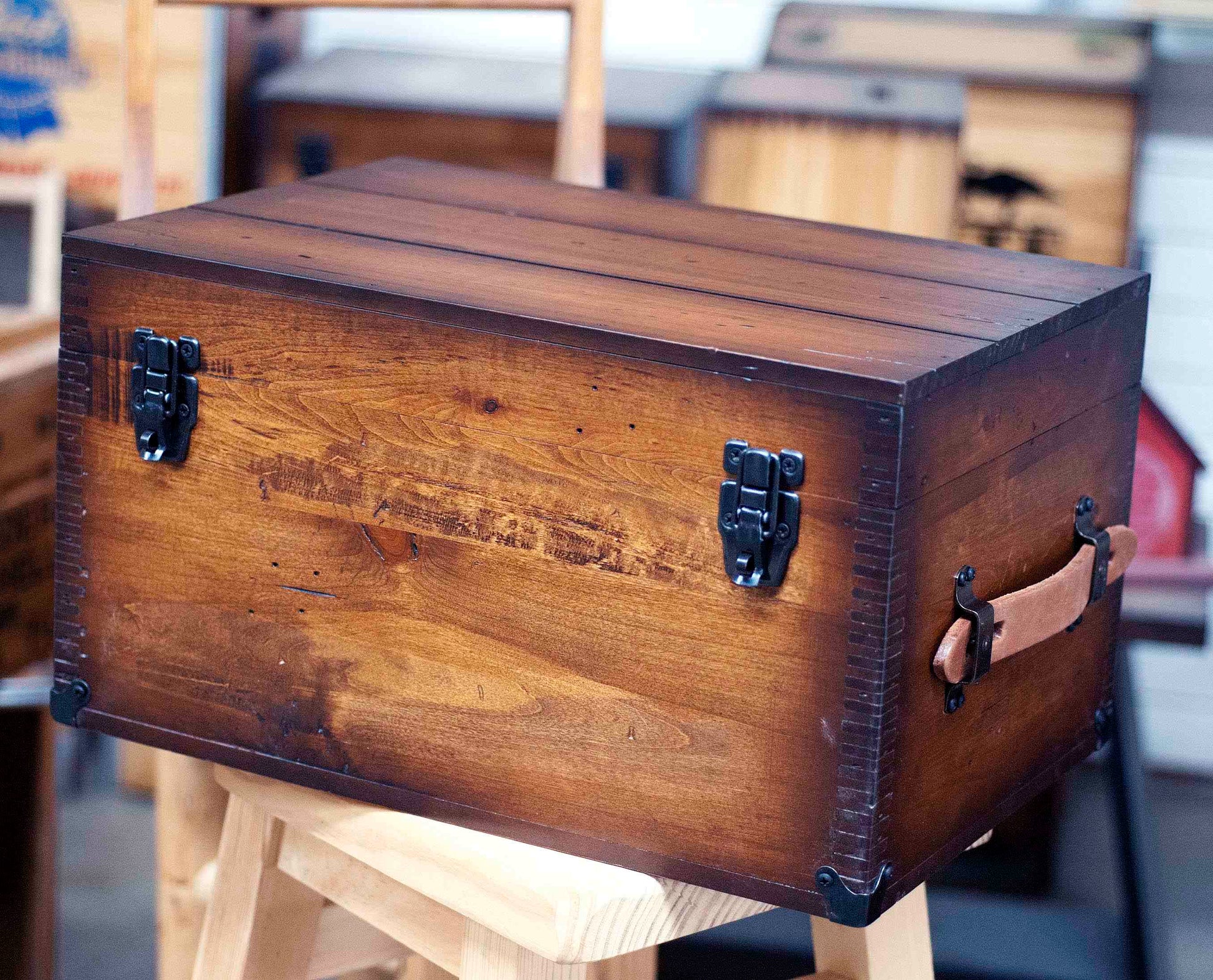 Cherry Stained Pine Large Keepsake Box Memory Box