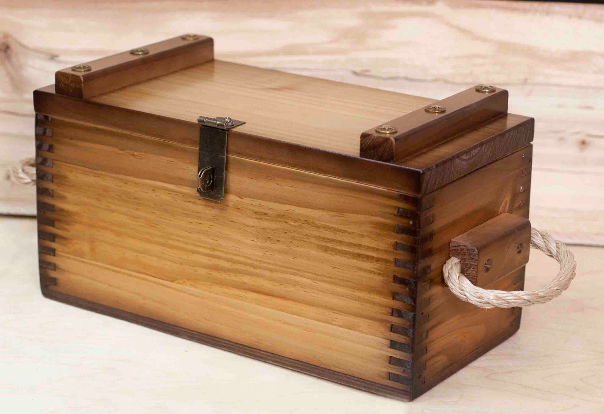 Wooden Box with Rope Handles